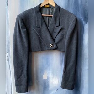 VTG LILYLILYL x NINO CERRUTI Redesigned Cropped Oversized Charcoal Blazer